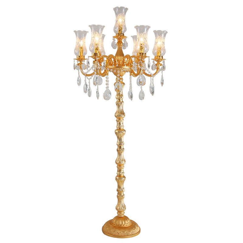 Modern Designer Decorative Corner Standing Unique Hotel Living Room Luxury Gold Vintage Glass Crystal Led Floor Lamps