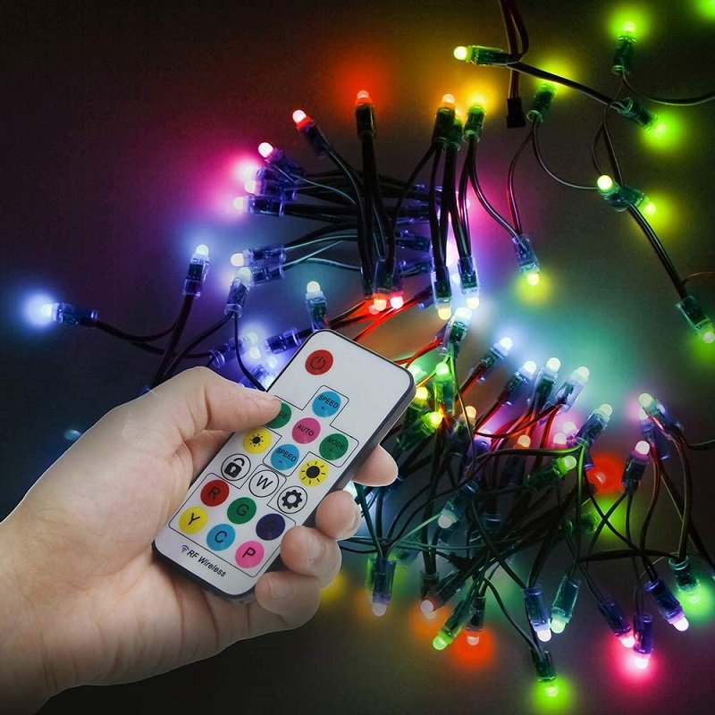 2048 Pixels Max Controlled SP104E RF Remote 17Key Wireless Mini Dimmers DC 5V 12V 24V RGBIC LED Pixel Strip Light Controller