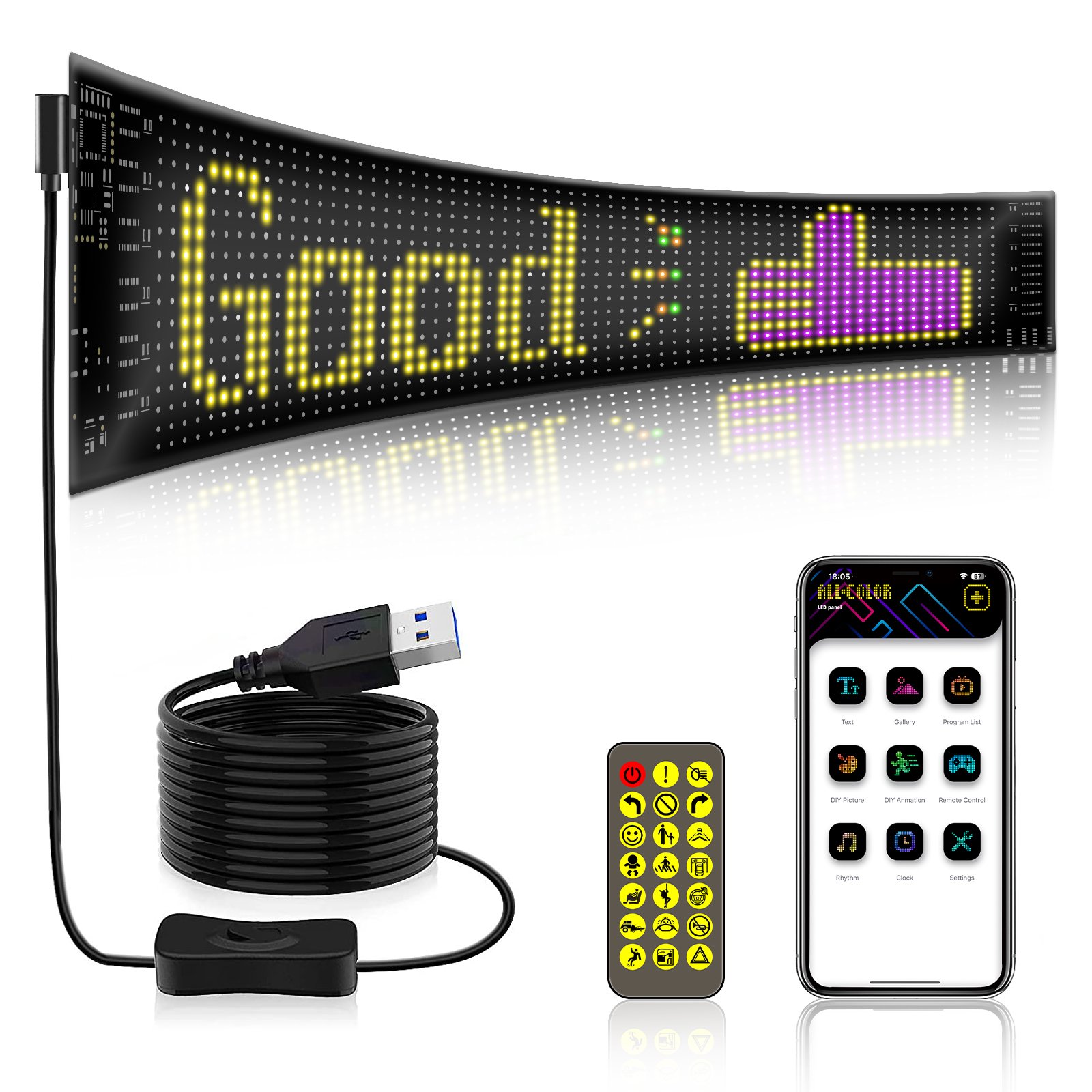 ECO RGB Pixel LED Panel Matrix Flexible FPCB Full Color Works Controllers Image Video Text Display DC5V Led Sign