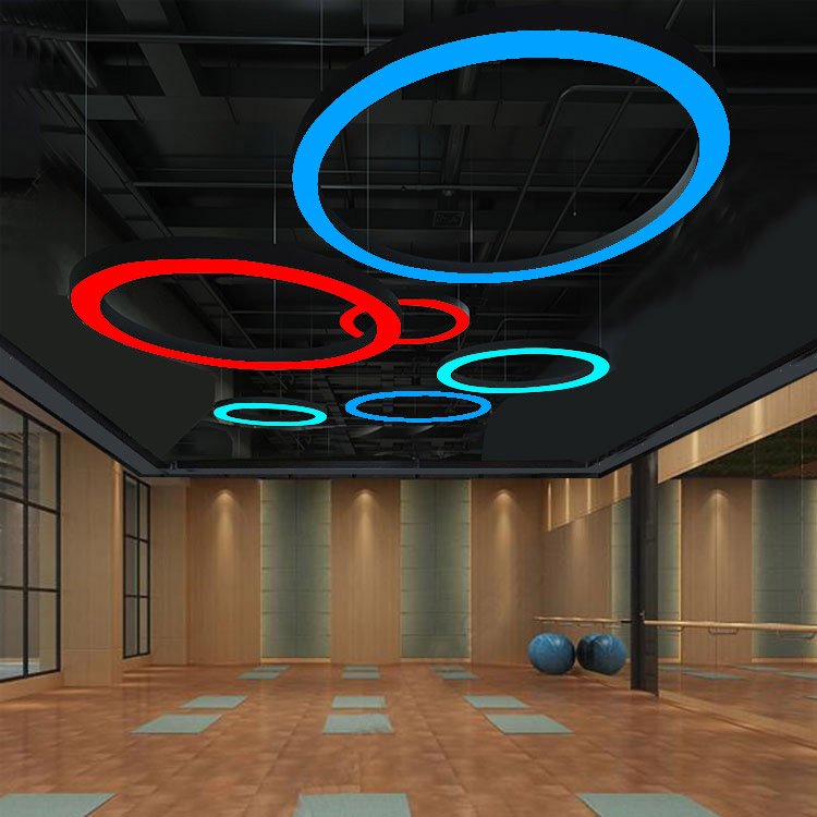Rgb 60mm LED Round Hanging Lamp Ceiling 0-10v Dimming Suspended Decorative Circular Ring Pendant Light