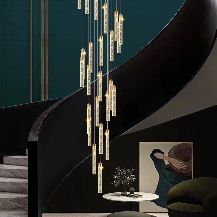 Living Room Large Chandelier Duplex Staircase Apartment Loft Villa Revolving for Stair Long Chandelier