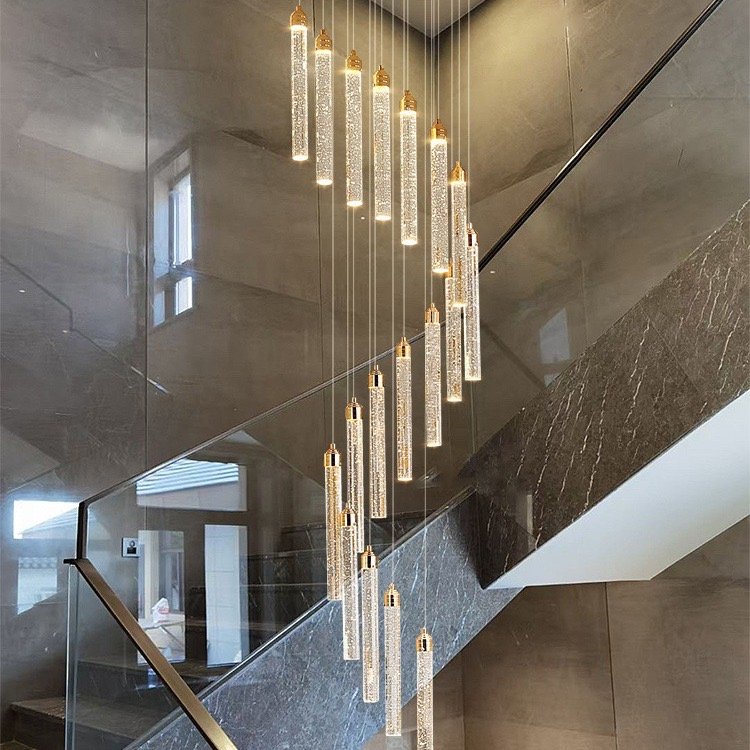 Living Room Large Chandelier Duplex Staircase Apartment Loft Villa Revolving for Stair Long Chandelier