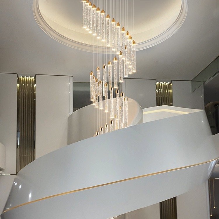 Living Room Large Chandelier Duplex Staircase Apartment Loft Villa Revolving for Stair Long Chandelier