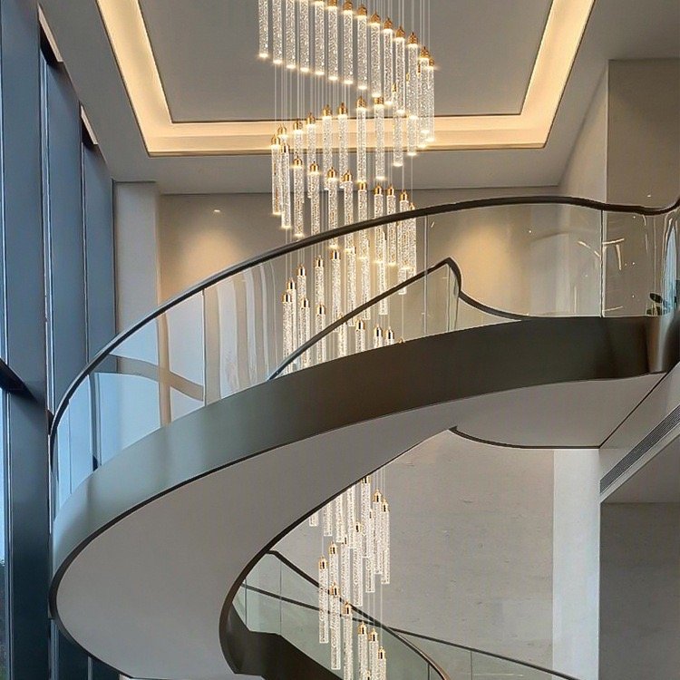 Living Room Large Chandelier Duplex Staircase Apartment Loft Villa Revolving for Stair Long Chandelier