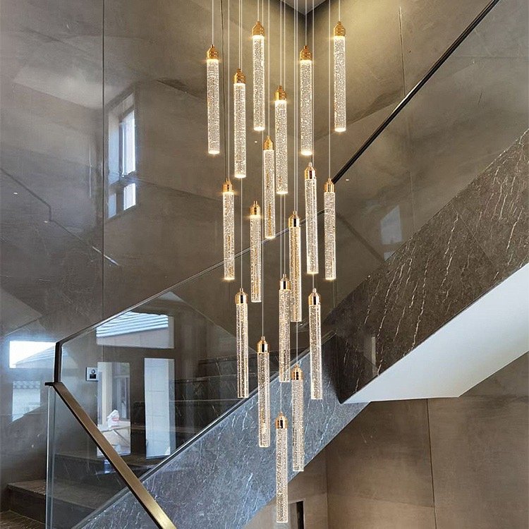 Living Room Large Chandelier Duplex Staircase Apartment Loft Villa Revolving for Stair Long Chandelier