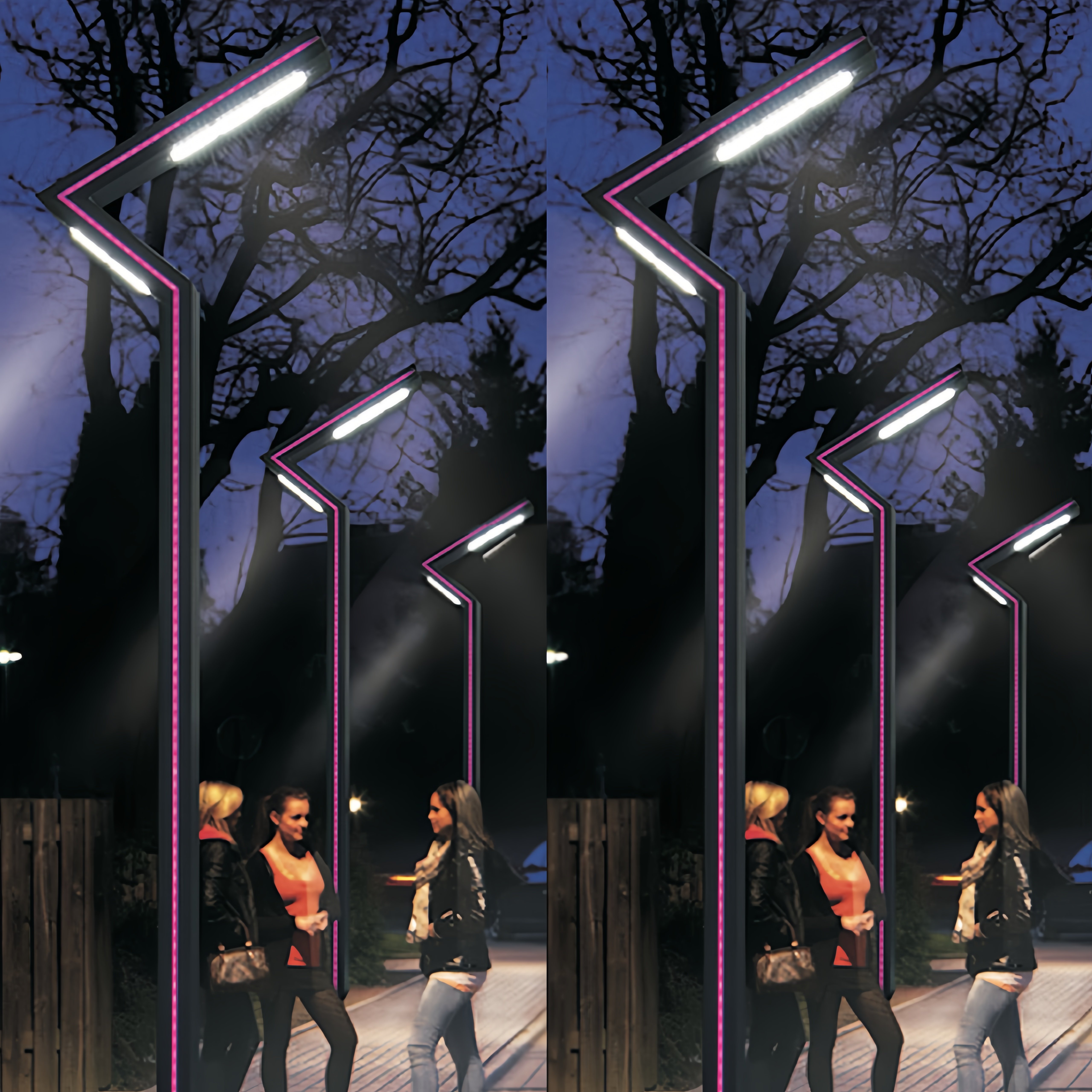 Outdoor Waterproof Garden Light with Modern and Fashionable Design, Front and Rear Lights, 7-shaped Road Landscape Garden Light