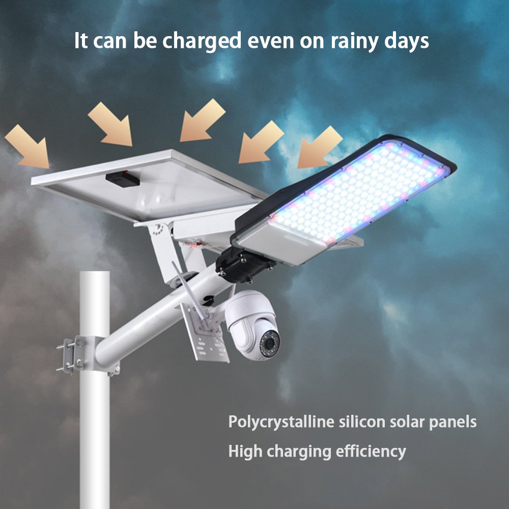 Solar Monitoring Street Light Outdoor LED Waterproof 200W HD Camera 4GWiFi Smart square Villa Lighting Garden Street Light
