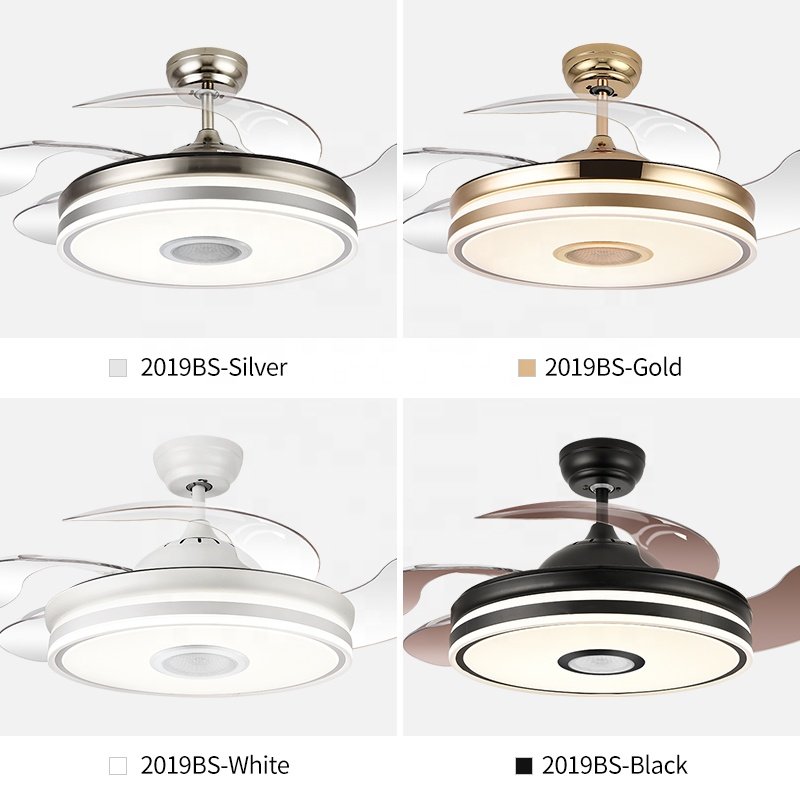 2019 Speaker Ceiling Fan and Lights 42 Inch Retractable Folding Ventilador Techo Speaker