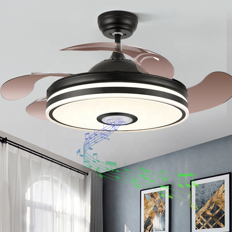 2019 Speaker Ceiling Fan and Lights 42 Inch Retractable Folding Ventilador Techo Speaker