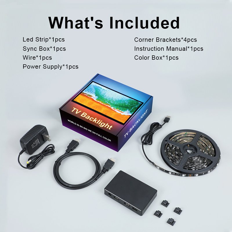 TV Backlight Color Sync Adaptive 55-85 Inch TV Waterproof RGBIC Ambilight TV LED Backlight Strip Light with Sync Box