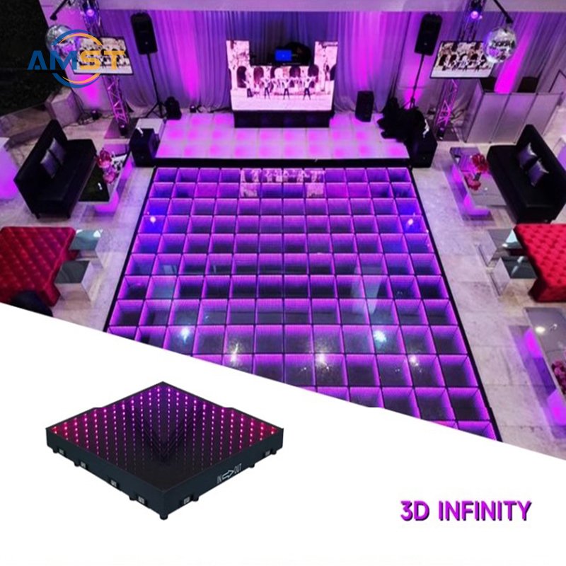Magnetic Dance Floor RGB Led 3D Infinity Rainbow 50*50cm Abyss Dance Floor for Disco Party Wedding Christmas