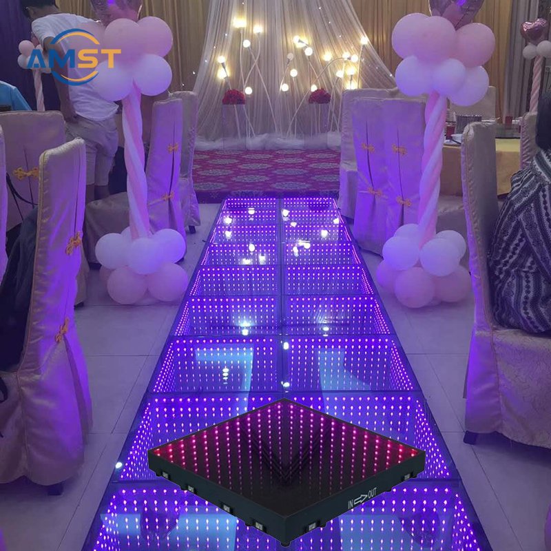 Magnetic Dance Floor RGB Led 3D Infinity Rainbow 50*50cm Abyss Dance Floor for Disco Party Wedding Christmas