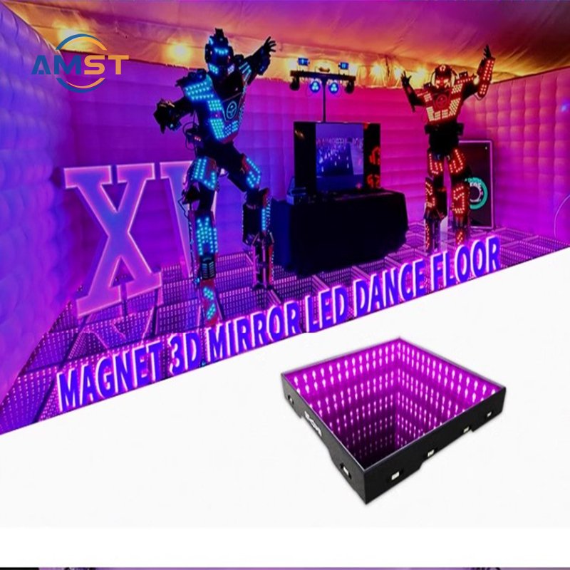 Magnetic Dance Floor RGB Led 3D Infinity Rainbow 50*50cm Abyss Dance Floor for Disco Party Wedding Christmas