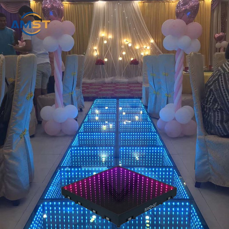 Magnetic Dance Floor RGB Led 3D Infinity Rainbow 50*50cm Abyss Dance Floor for Disco Party Wedding Christmas