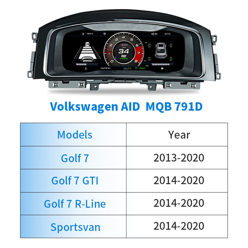 Car Speedometer 12.3 Inch Linux System Dashboard for Volkswagen VW Golf 7 Sportsvan 2014-2020 Car LCD Instrument Auto Meter