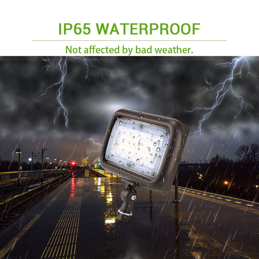 Mini LED 15W 30W 45W Flood Light 120V-277VAC Ra70 5000K 7H7V Trunnion Mount Dark Bronze