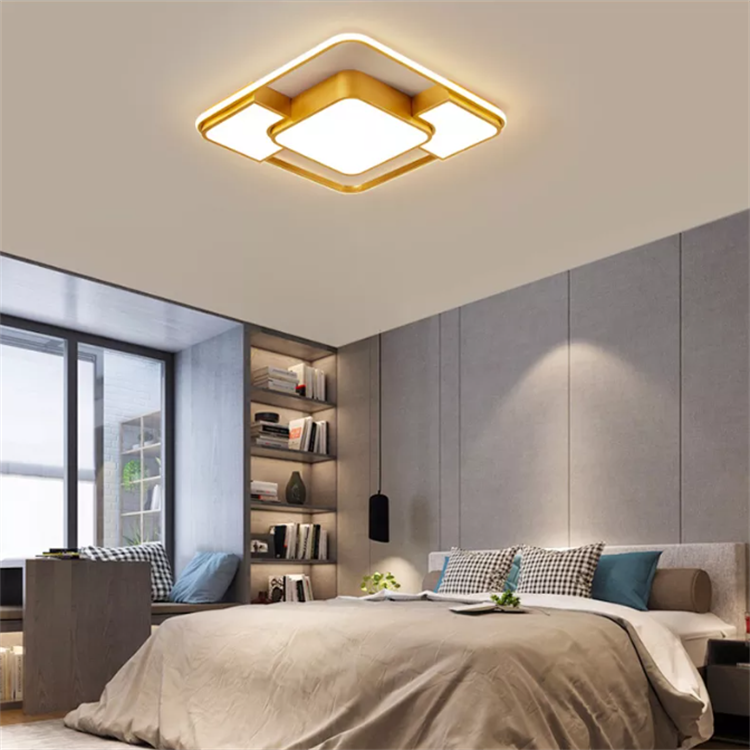 High Brightness Dimmable LED Ceiling Lamp Black and Gold with Remote Control for Home & Hotel Lighting