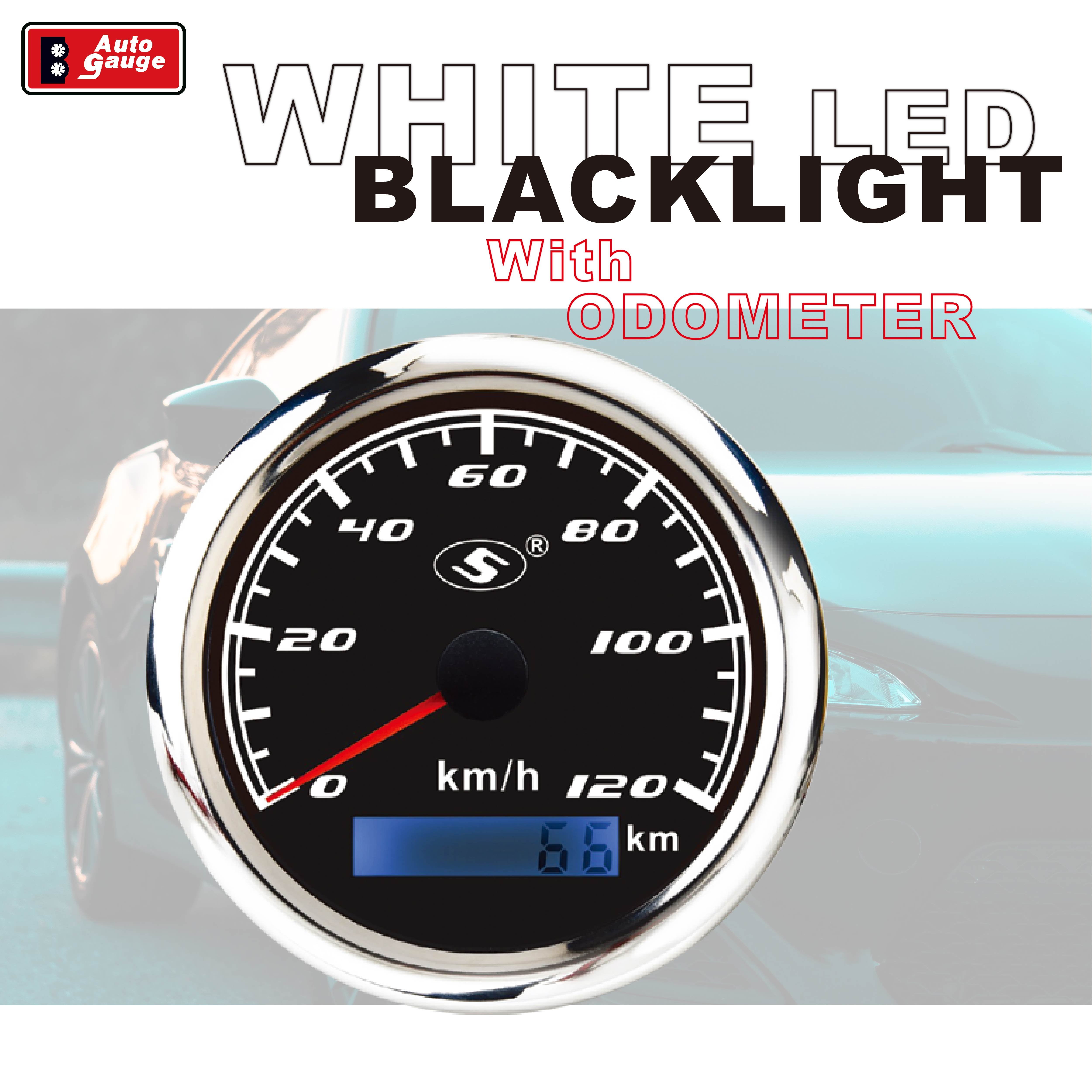 85mm 3 3/8 Inch Black LED Speedometer/Odometer 120 KMH 12V Voltage Meter Auto Electrical Gauge for Trucks Buses Cars