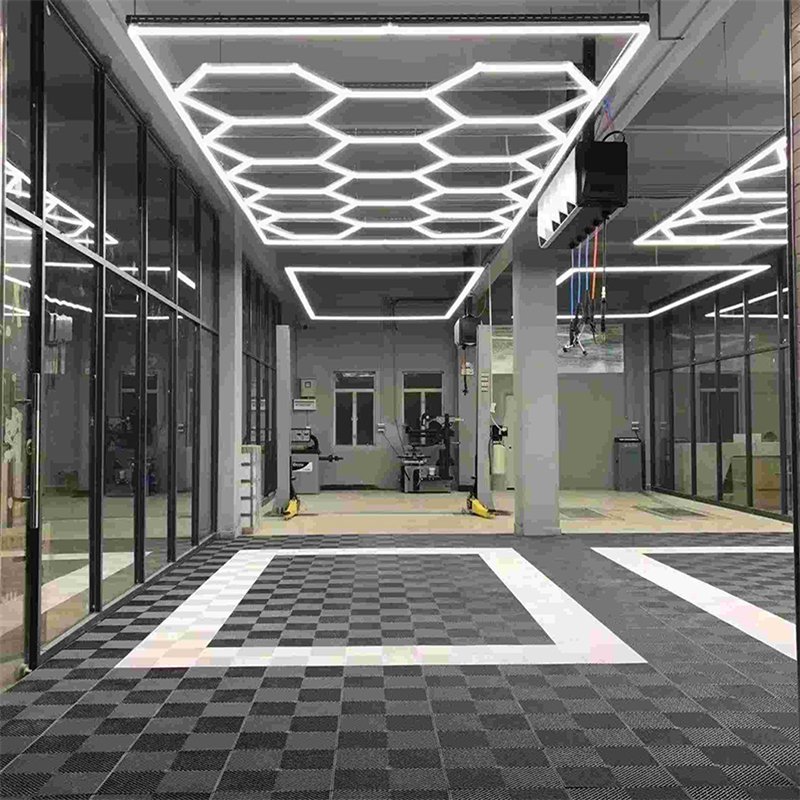 High-Lightness Easy-to-Install Hexagonal LED Ceiling Light Honeycomb Design Aluminum PC Body Waterproof Office Garden AC Power