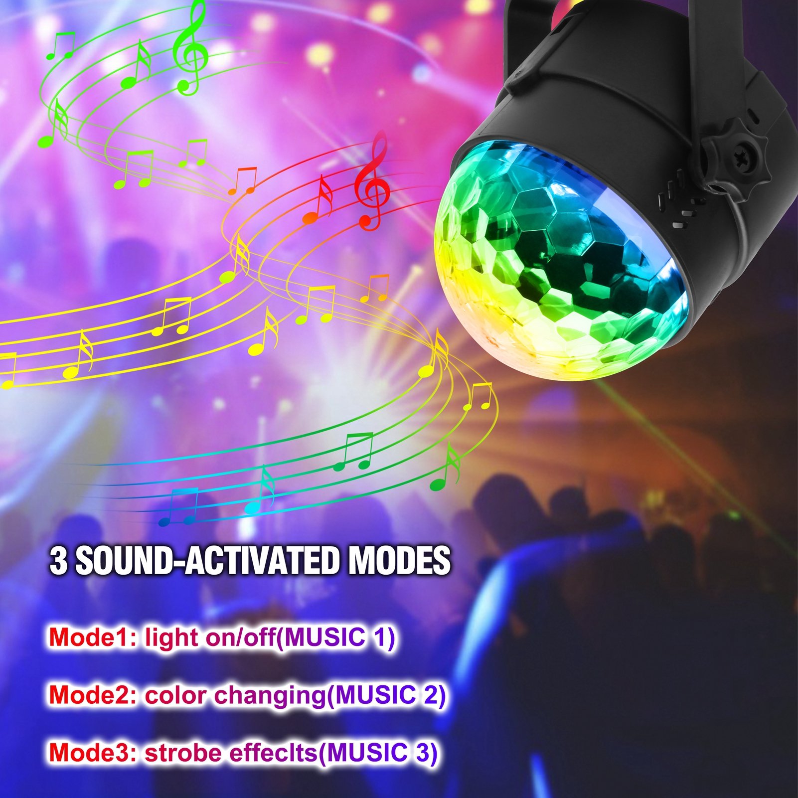 UV 3 LEDs Remote Controller Auto Sound Control Party Stage Small Disco Ball Lights