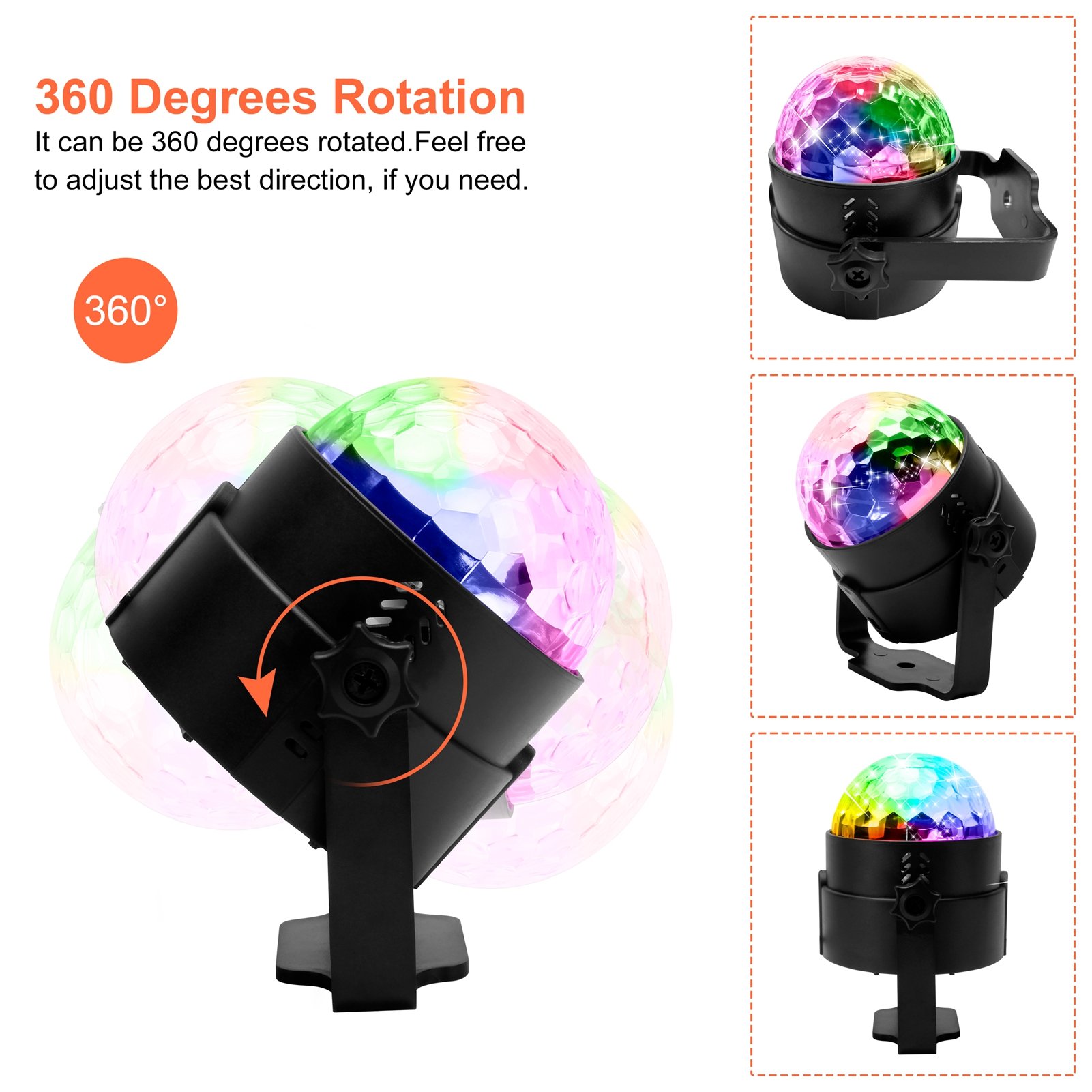 UV 3 LEDs Remote Controller Auto Sound Control Party Stage Small Disco Ball Lights