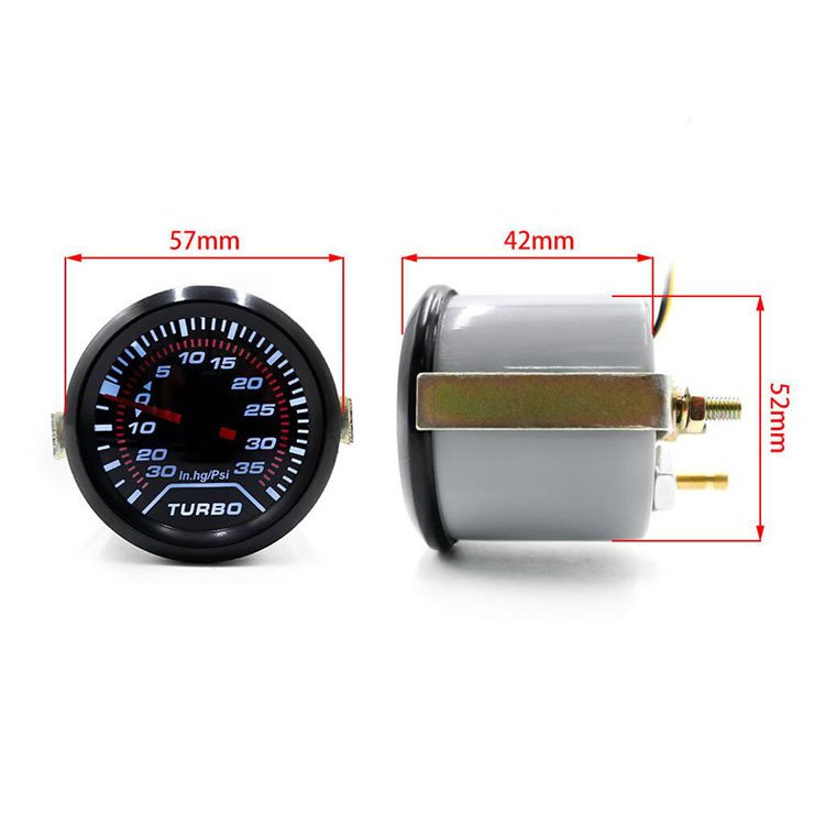 LR AUTO 12V 2 "inch 52mm Automobile Instrument Racing Instrument Refitted LED Display Turbocharger Pressure Gauge Smoke