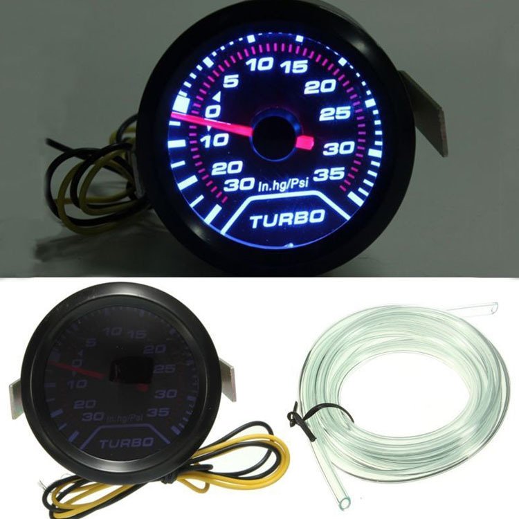 LR AUTO 12V 2 "inch 52mm Automobile Instrument Racing Instrument Refitted LED Display Turbocharger Pressure Gauge Smoke