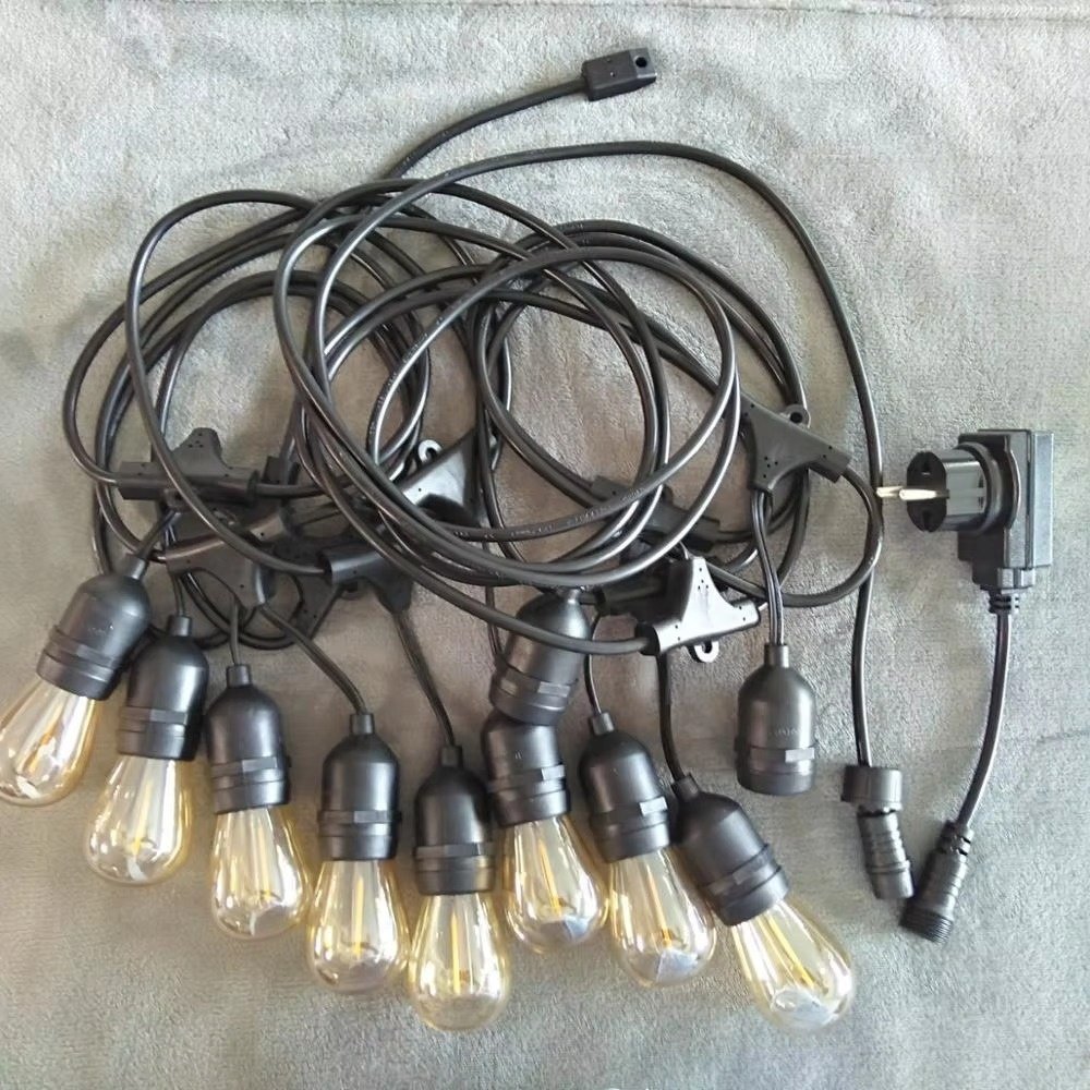 Waterproof Ip65 Outdoor Festoon Lights E27 String Light S14 Bulb Commercial Grade 15 Led Edison Bulbs S14 String Lights Outdoor