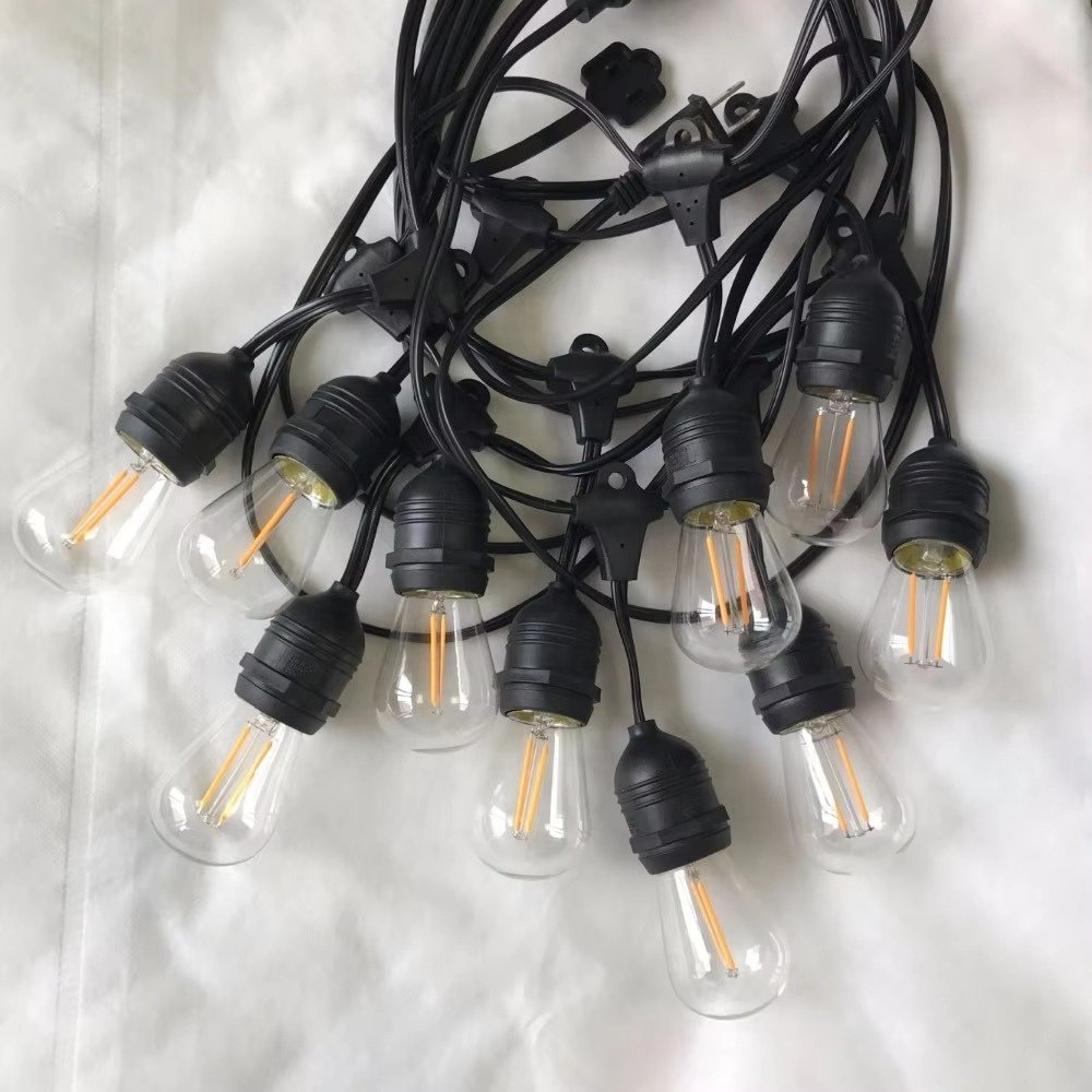 Waterproof Ip65 Outdoor Festoon Lights E27 String Light S14 Bulb Commercial Grade 15 Led Edison Bulbs S14 String Lights Outdoor