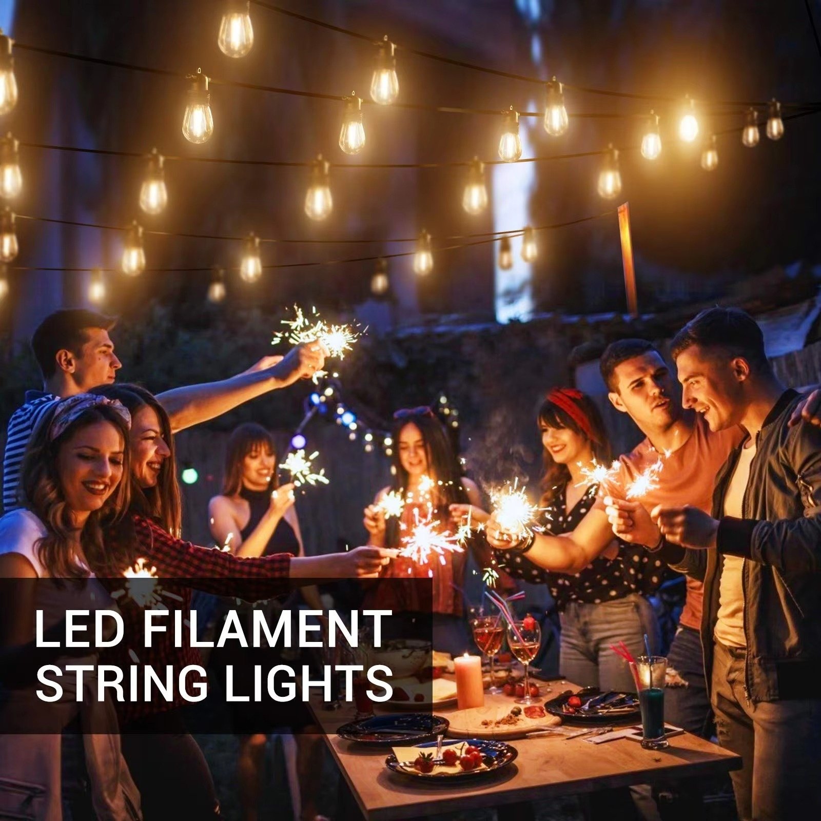Waterproof Ip65 Outdoor Festoon Lights E27 String Light S14 Bulb Commercial Grade 15 Led Edison Bulbs S14 String Lights Outdoor
