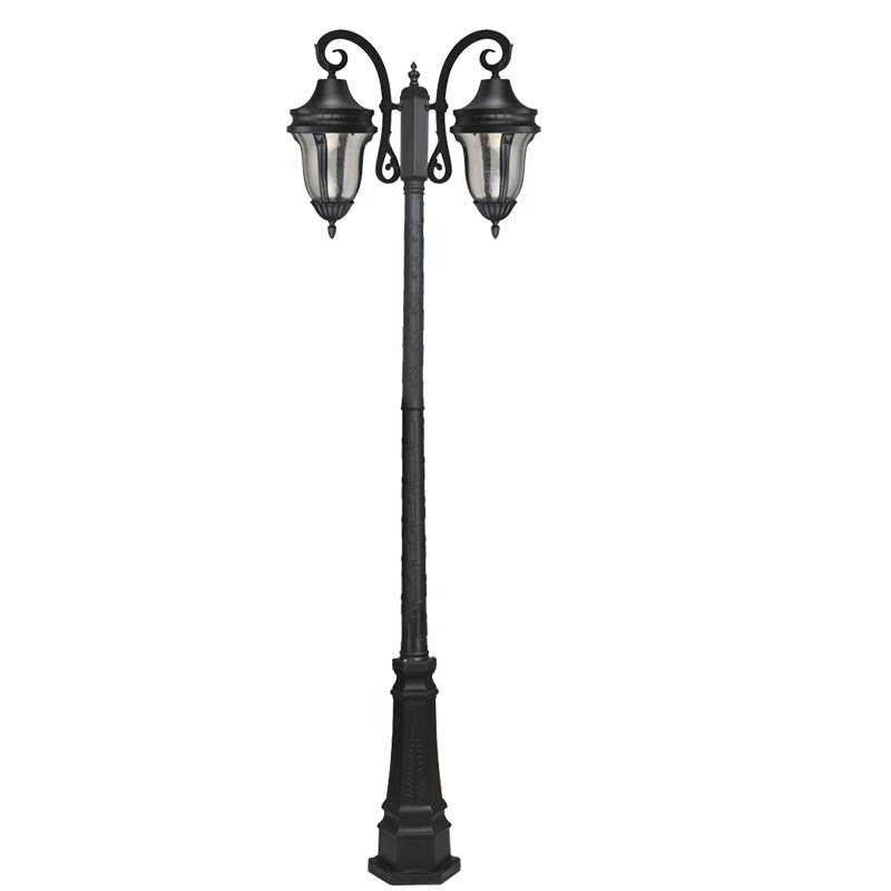 Classic European Waterproof Home LED Courtyard Light Pole Glass Courtyard Light Pole Outdoor Courtyard Light