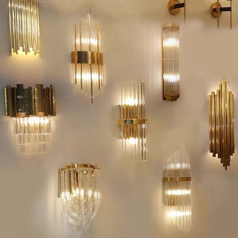 Interior Decorative Sconce Lights Hotel Crystal Modern Luxury Gold Wall Lamp