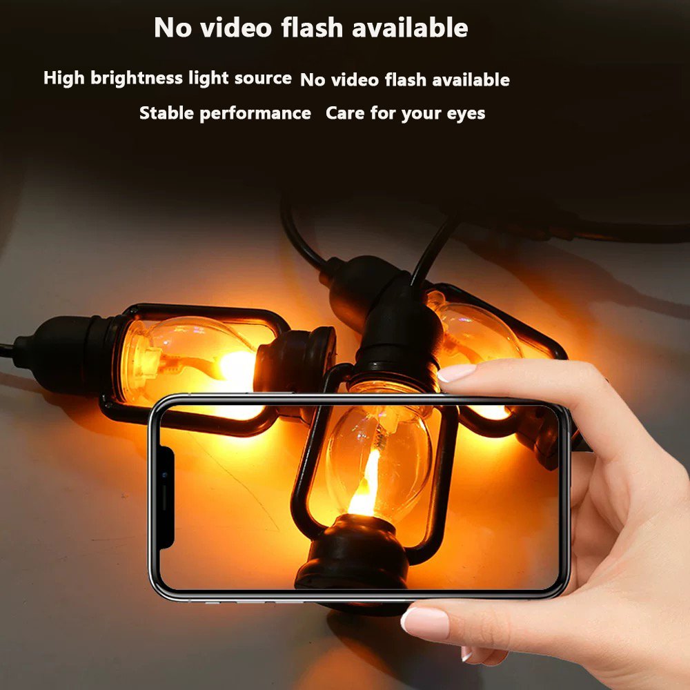 Outdoor Retro Kerosene Lamp Holiday Atmosphere Light Waterproof Camping Tent Ceiling Decoration LED Light String