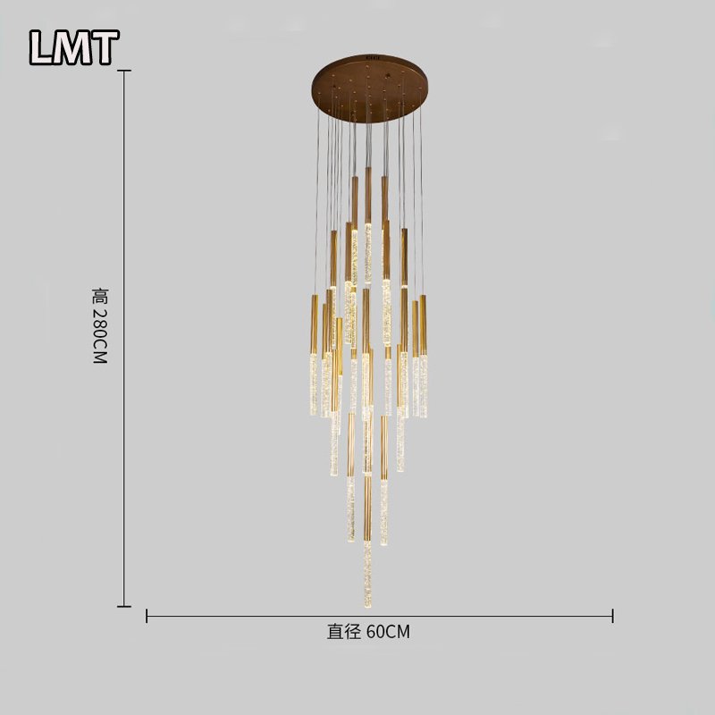 Living Room Large Long Tube Pendant Light Spiral Shape High Ceilings Hanging Lamp Staircase Modern Luxury Led Bubbles Chandelier