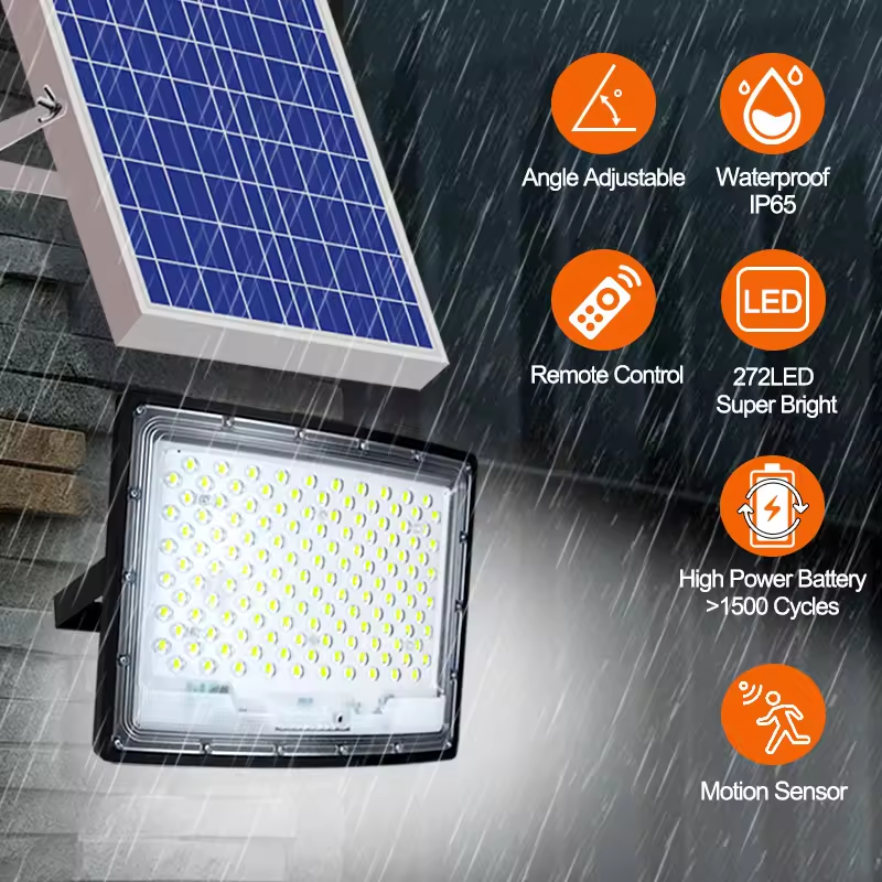 Omsen Motion Detection Sunlight Solar Led Floodlight Reflectors Projector With Remote Controllere for Garden