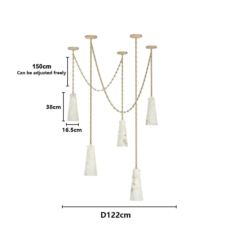 Minimalist Hanging Chain Calcite Alabaster Pendant Lamp Kitchen Island Dining Room Simple Pendant Lighting