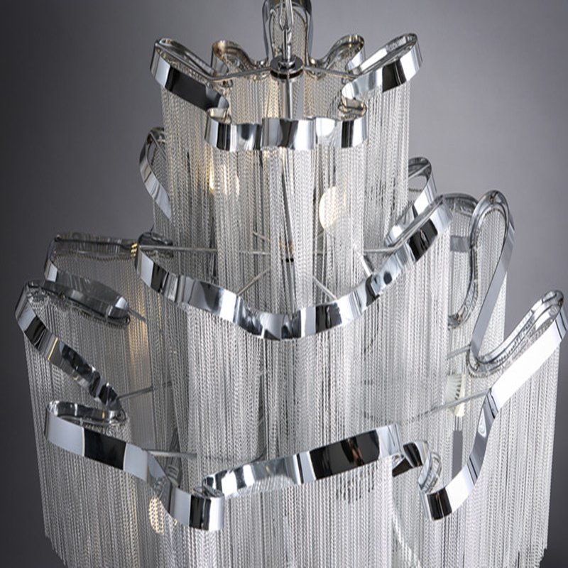 Italy Design Custom Made Large Long Metal Chandelier Duplex Building Living Room Villa Hall Hotel Project Tassel Chandelier