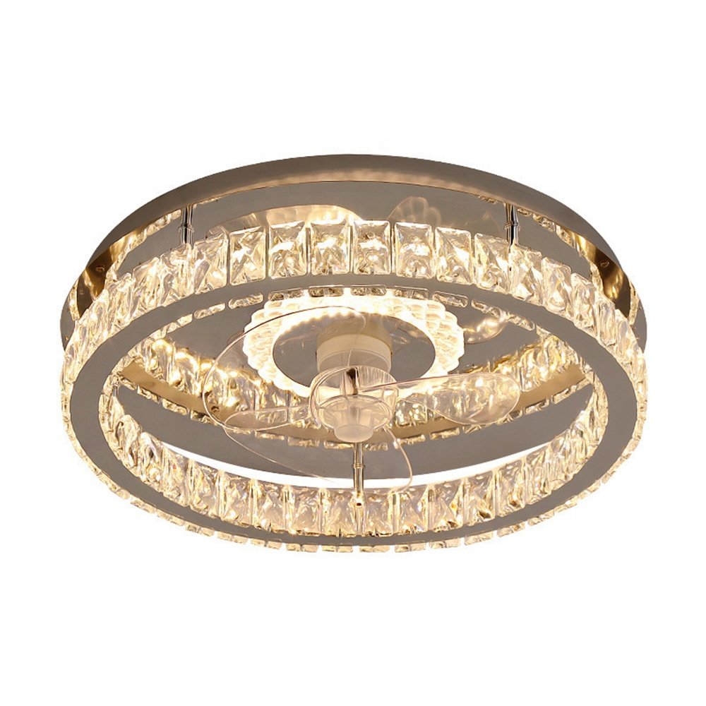 New Luxury Crystal Fan Chandelier Bedroom Dining LED Ceiling Light With Fan Simple Household Decorative Crystal Modern Fan Light