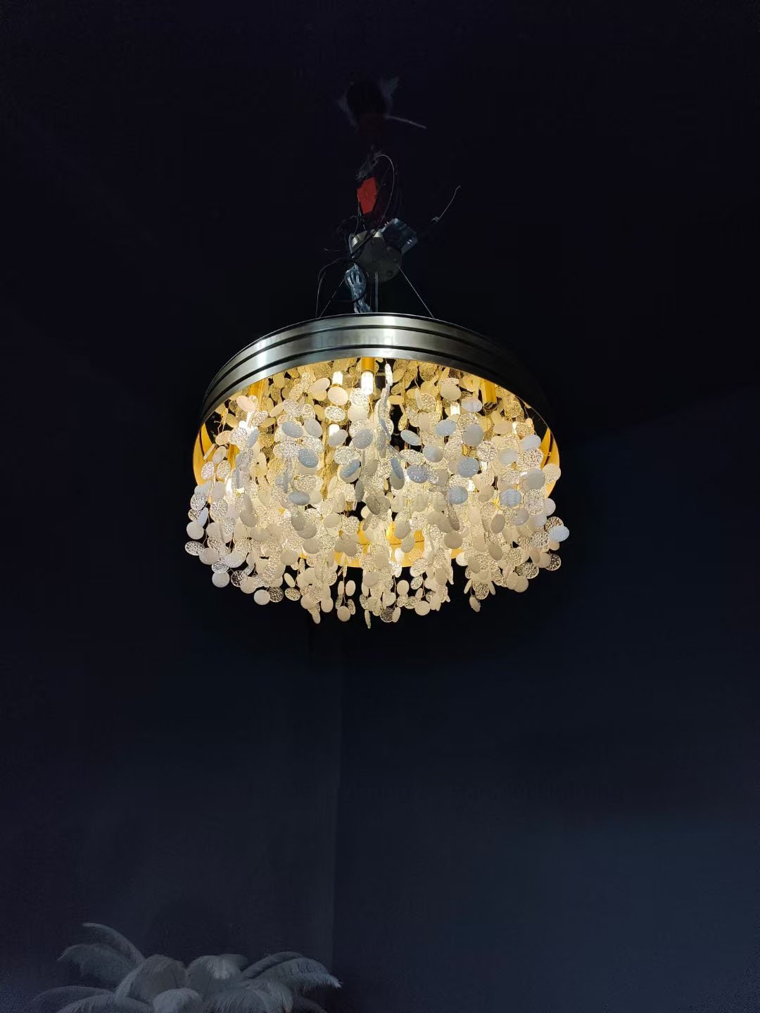 Modern Tree Branch Gold Farmhouse Chandeliers Bedroom Glass Round Lamp Luxury Art Deco Pendant Light for Living Room