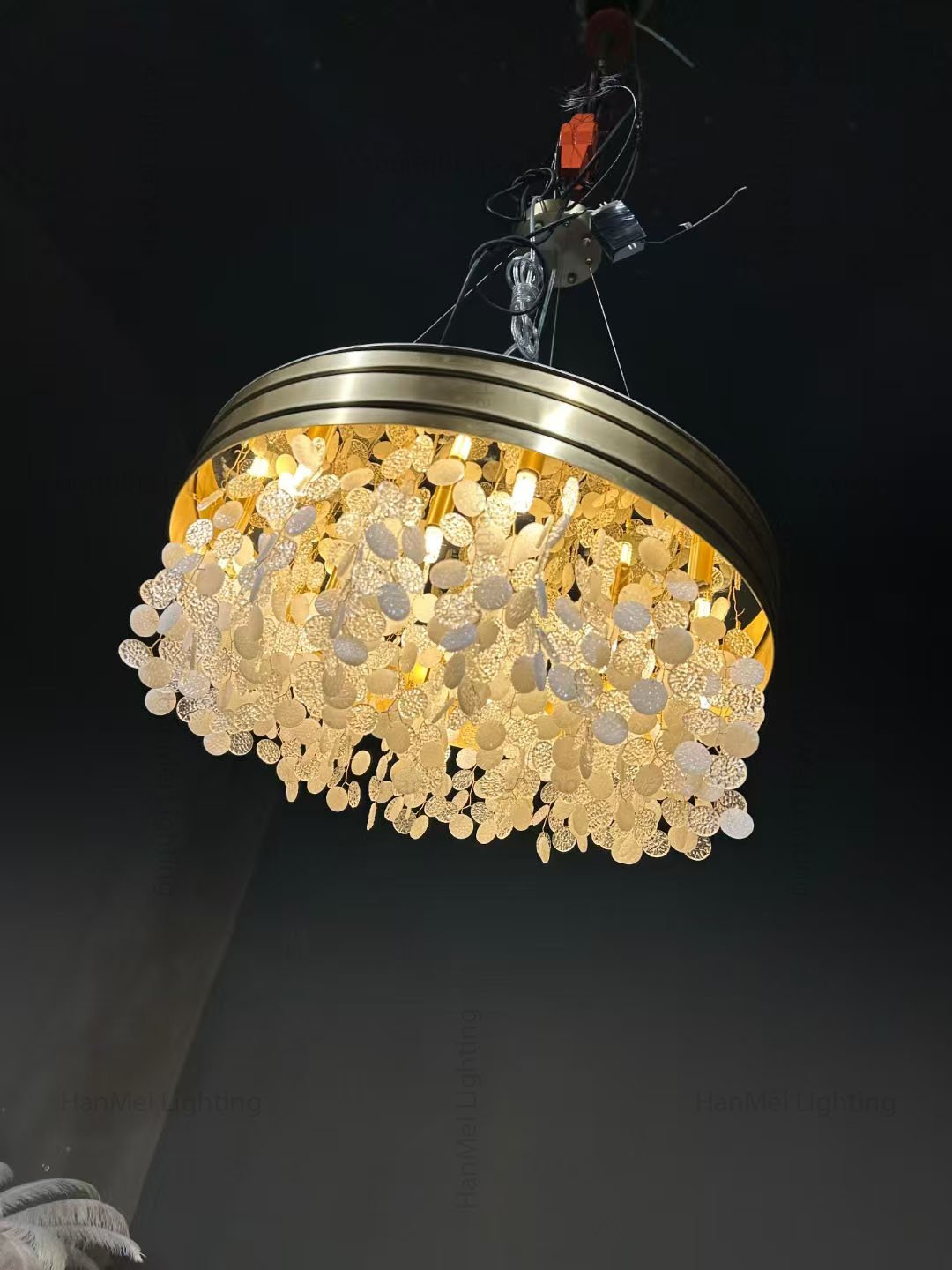 Modern Tree Branch Gold Farmhouse Chandeliers Bedroom Glass Round Lamp Luxury Art Deco Pendant Light for Living Room