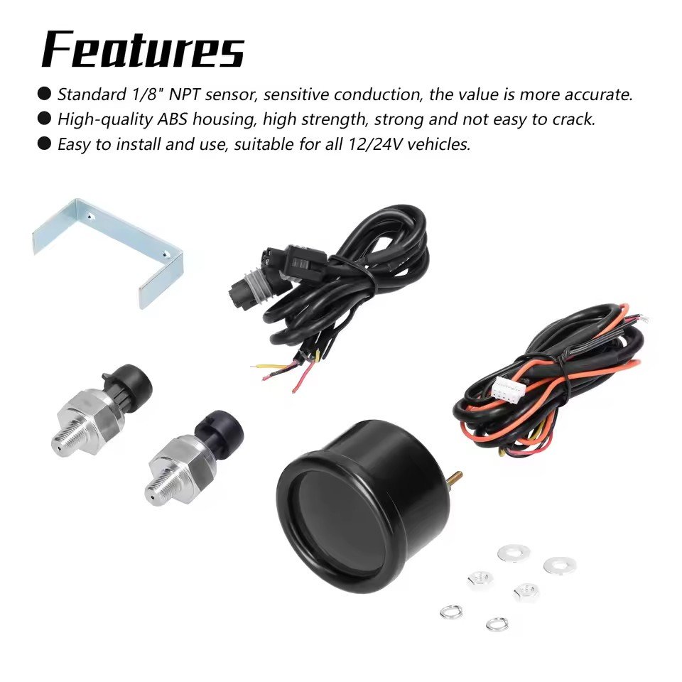 Car Digital Dual Display Air Pressure Gauge LED Digital Boost Water Temp Oil Meter Fuel Pressure Air Fuel Ratio Gauge