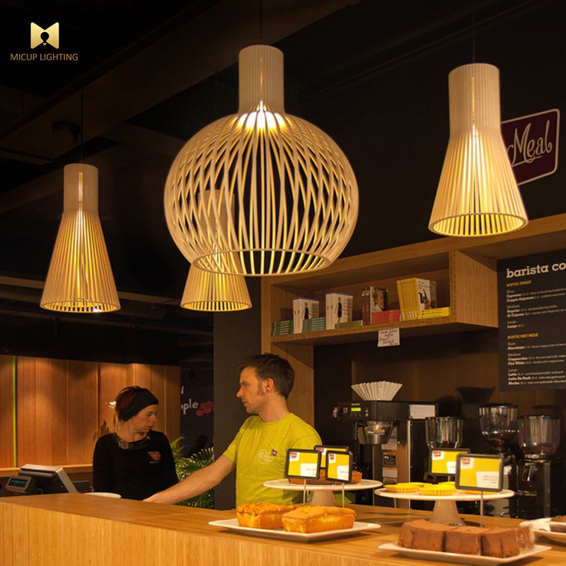 Retro Stylish Elegant Tatami Birdcage Light Fixture American Retro Creative Wooden Chandelier for Dining Room