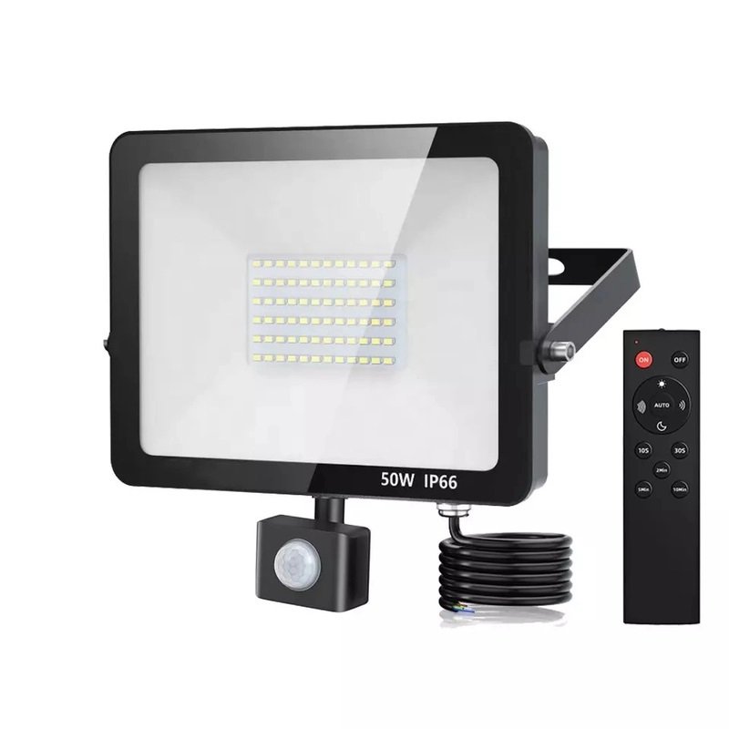 Manufacturer IP66 Wireless PIR Sensor LED Security Light Die-Casting 20W 30W 50W 100W Outdoor Flood Light Aluminum Glass Garden