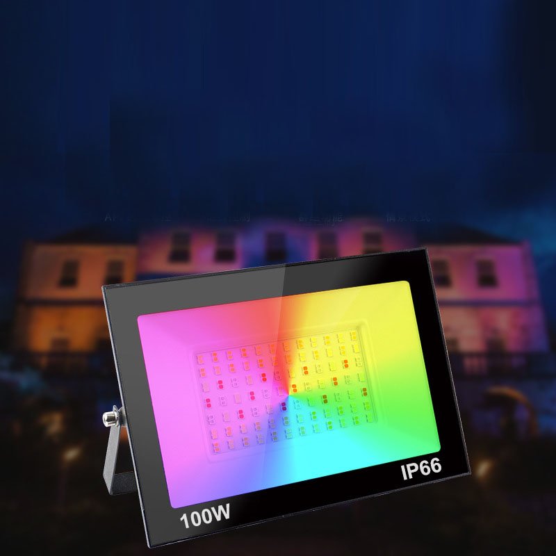 LED Flood Light 100W Equivalent RGB Color Changing Outdoor Smart Floodlights With App Control Timing IP66 Waterproof Flood Light