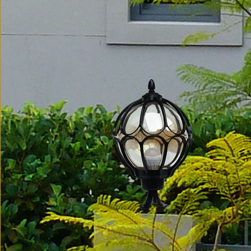 Hot Sale Indoor Outdoor Waterproof Vintage Pillar Lamp Aluminium Glass Garden Light for Park Gate Courtyard