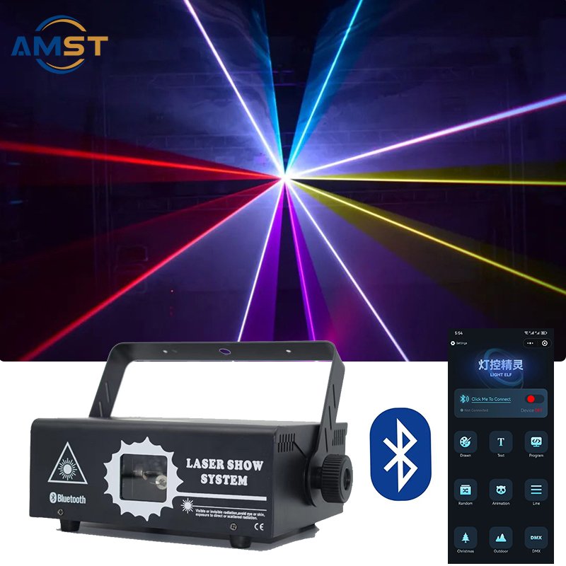 Easy Use 1W Dj Laser RGB Stage Lighting Projector Scan Beam Line Animation Wedding Disco Party Lights