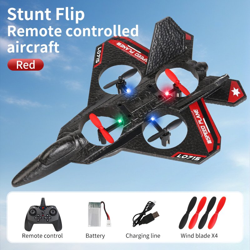 AiJH 6-Axis Gyro Foam Rc Plane 360 Flip Remote Control Helicopter Fighter Jet With Light Auto Hovering RC Plane Toys