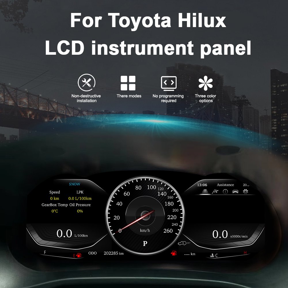 Digital Cluster for Toyota Hilux 2016 2017 2018 2019 2020 2021-2024 Virtual Cockpit Speed Meter Car Dashboard Display Instrument