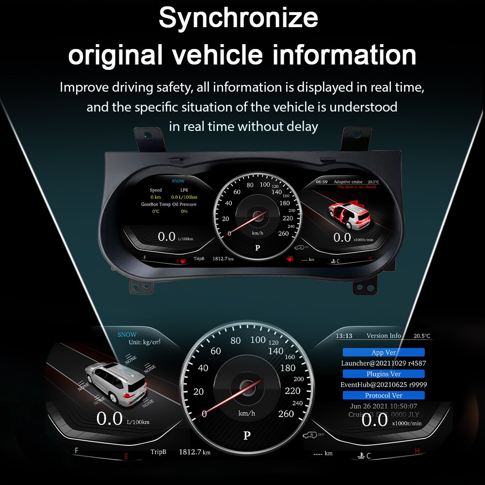 Digital Cluster for Toyota Hilux 2016 2017 2018 2019 2020 2021-2024 Virtual Cockpit Speed Meter Car Dashboard Display Instrument