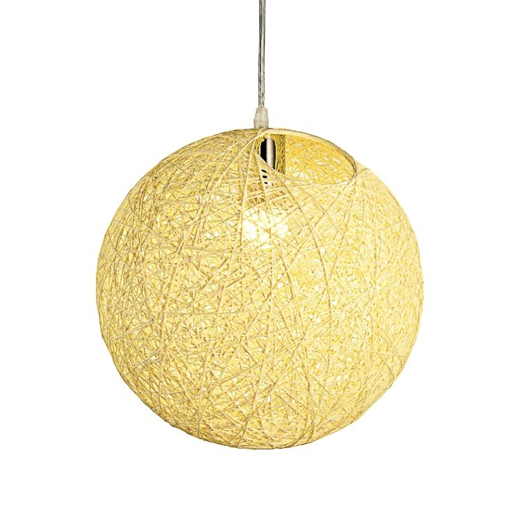 Colorful Home Decor Pendant Light Cluster Round Ball Rope Hanging Lamp Kitchen Restaurant Nordic Modern Rattan Chandelier